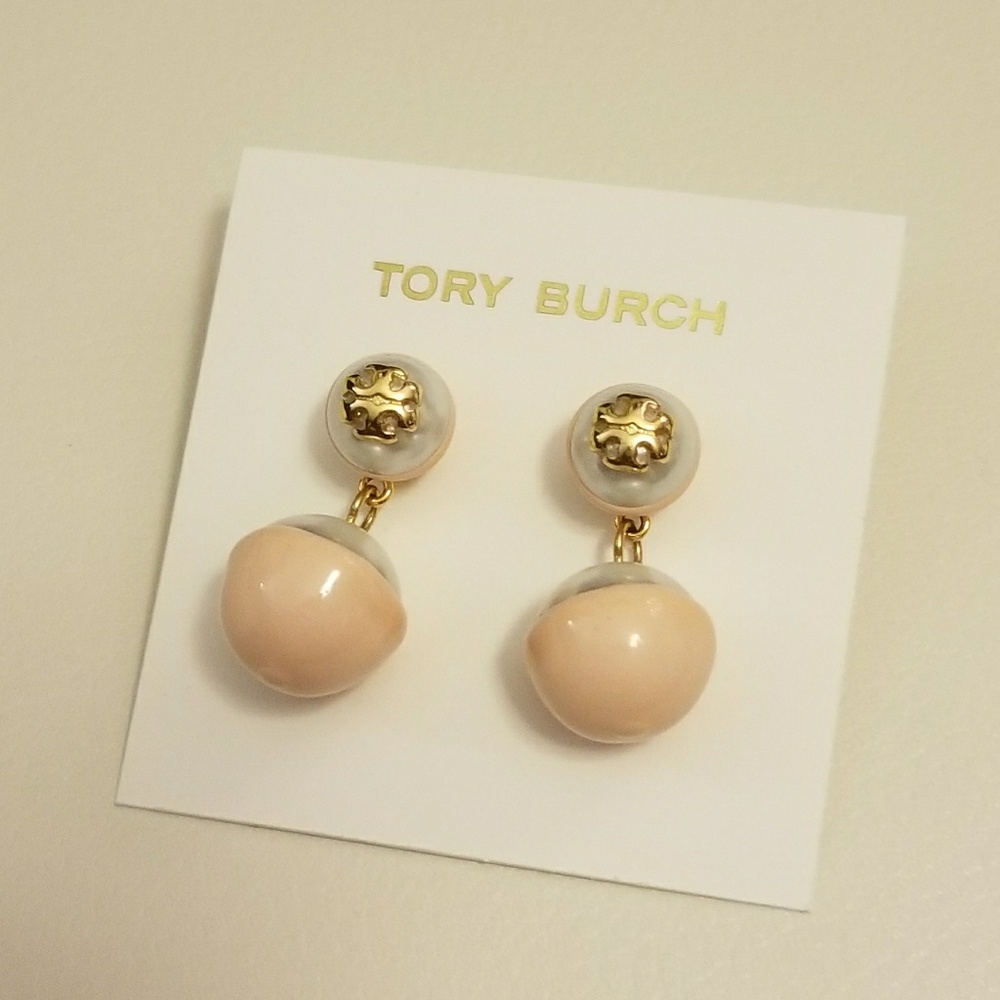 Tory Burch pink dipped pearl earrings